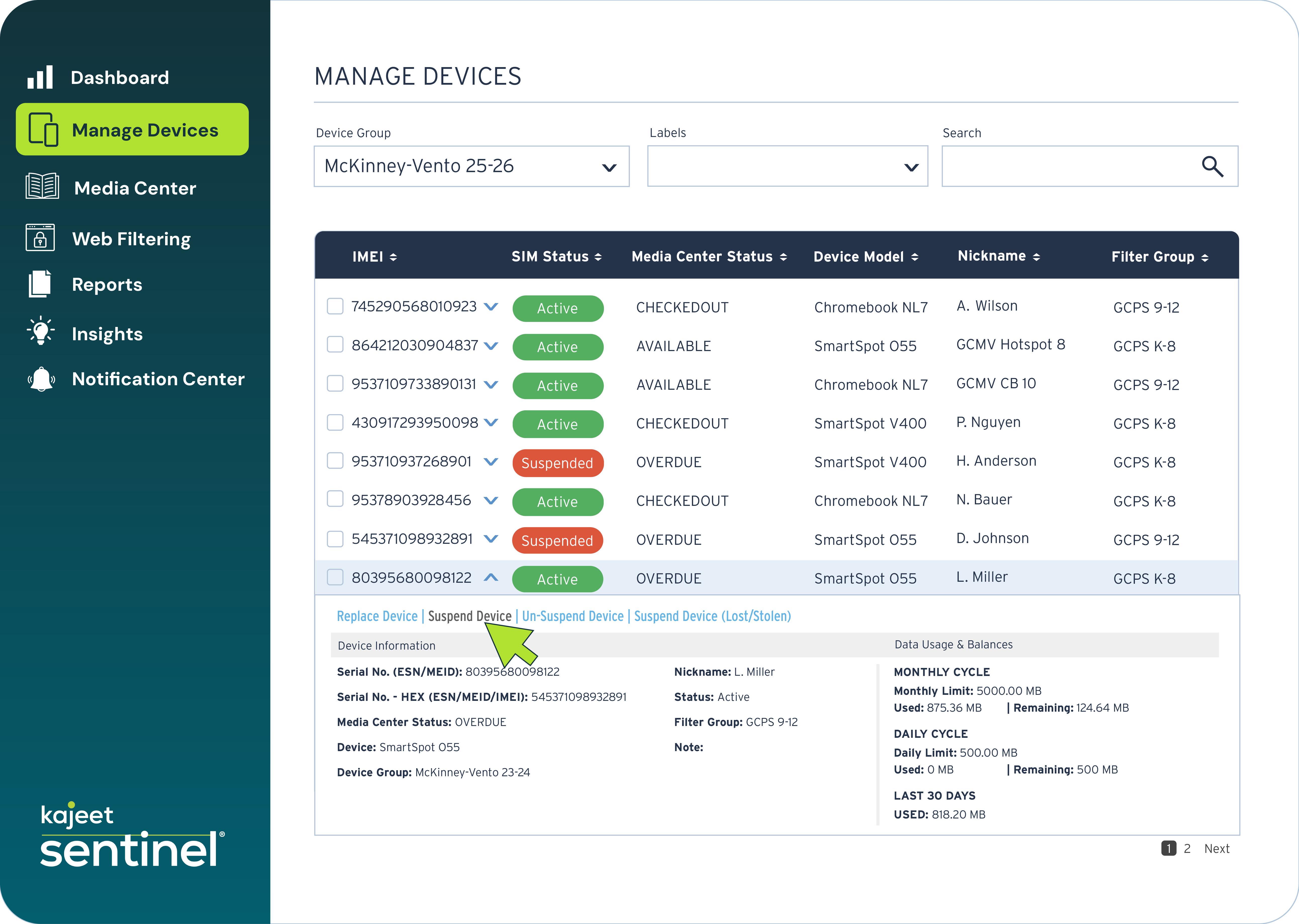 Sentinel Control for Homepage