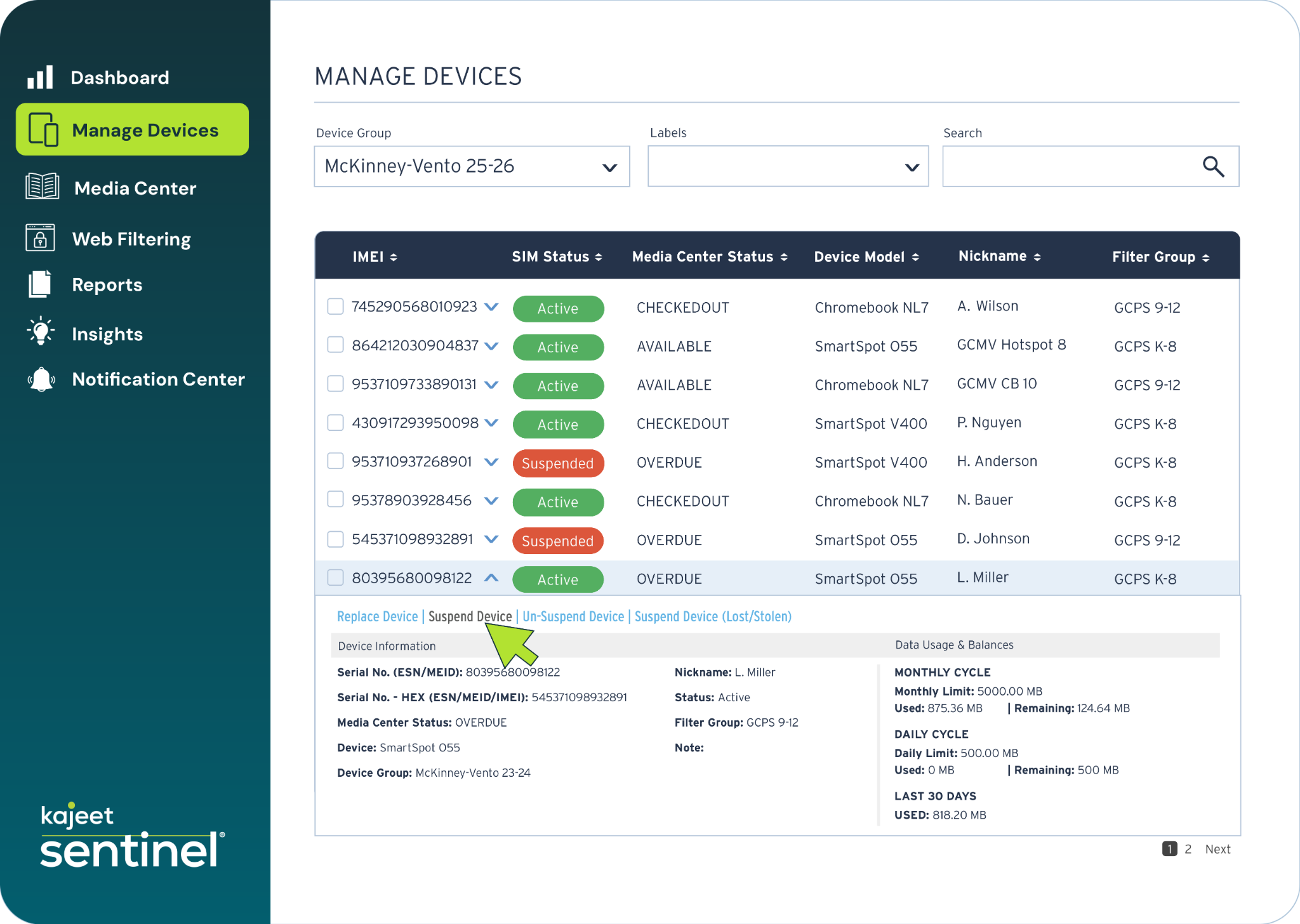 Sentinel IoT Device Management Dashboard - screenshot 2