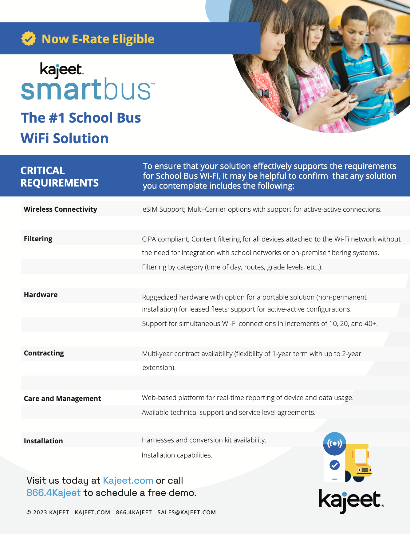Critical requirements for school bus WiFi
